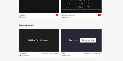 asciinema Server screenshot thumbnail