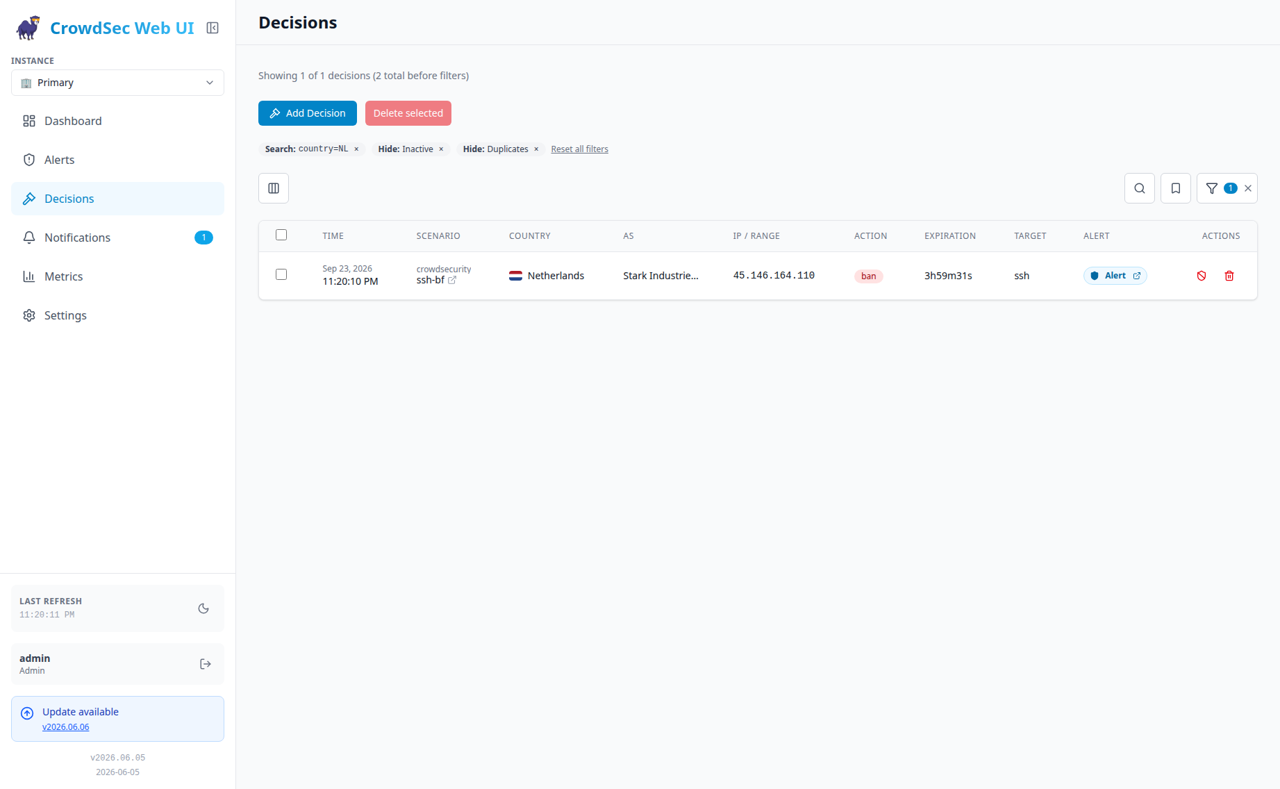 CrowdSec Web UI