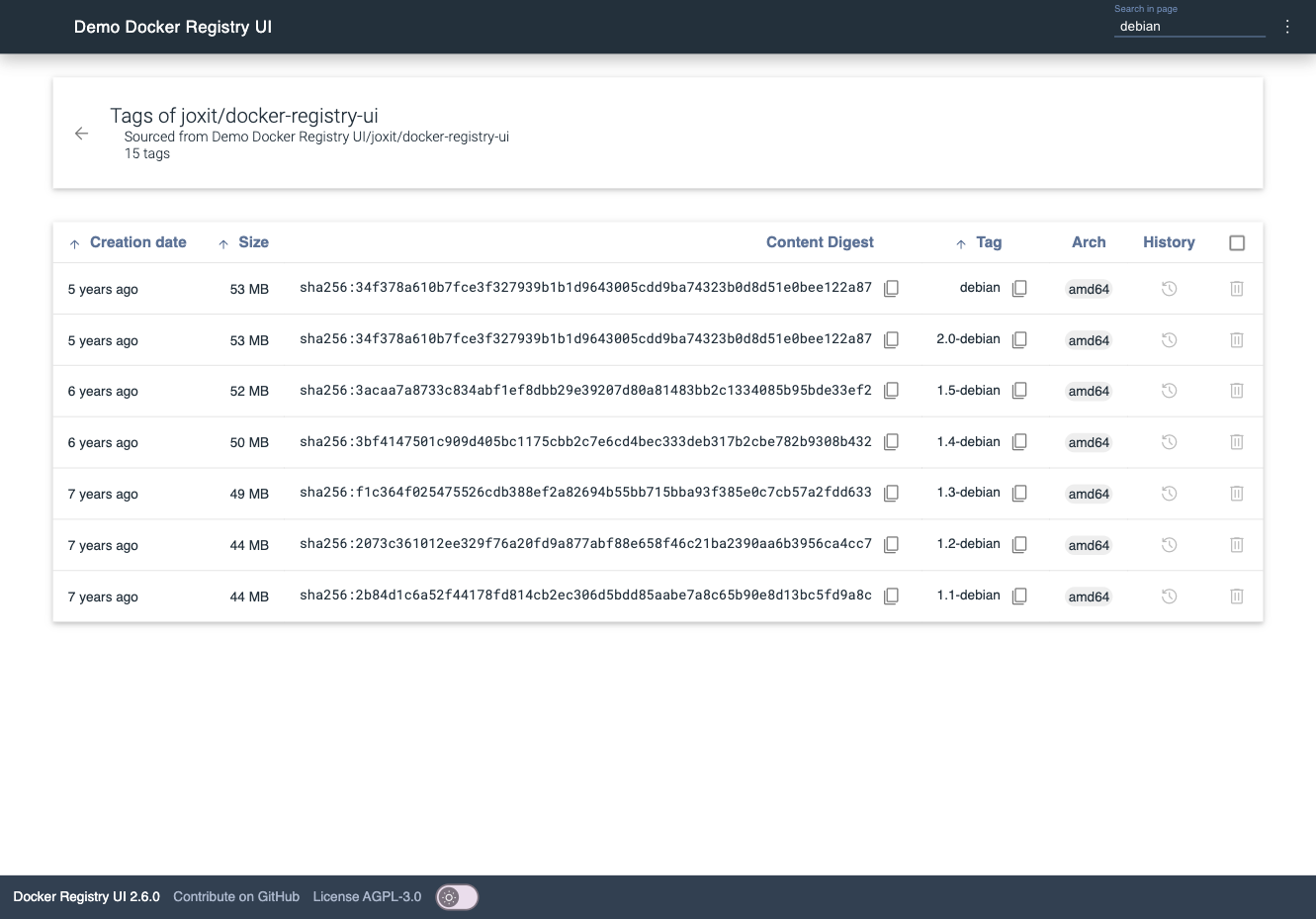 Docker Registry UI
