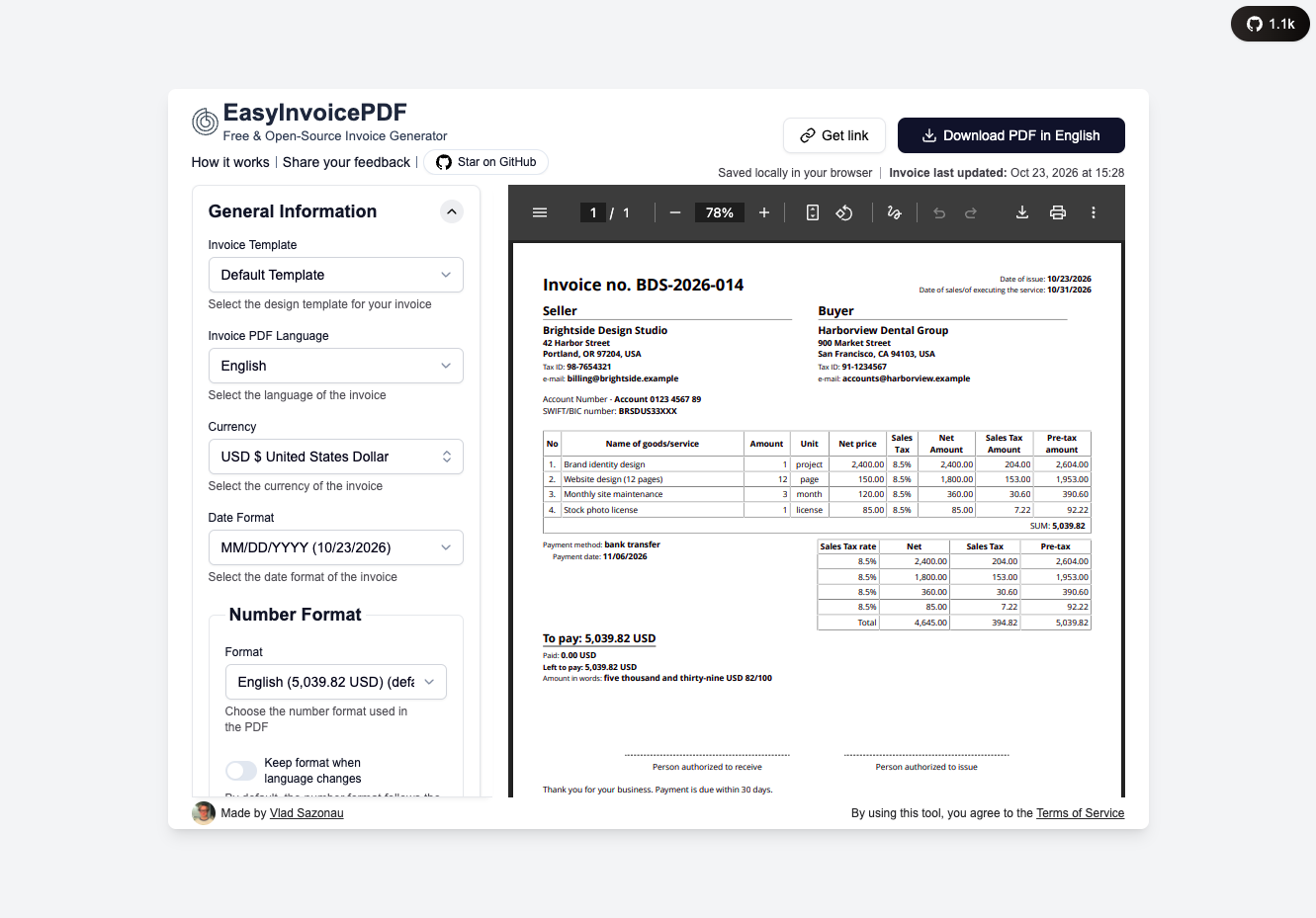 Easy Invoice PDF