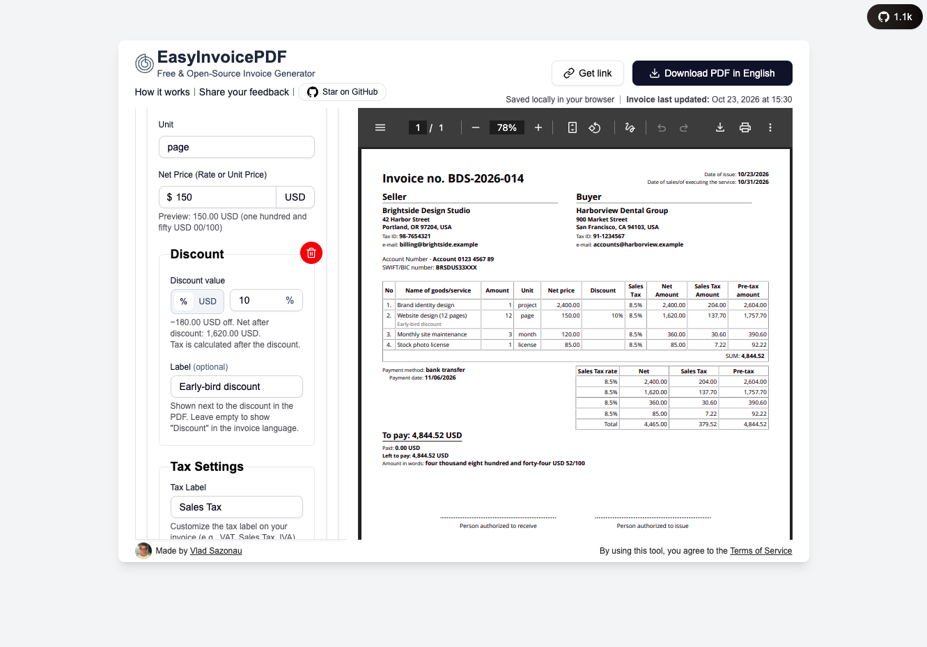 Easy Invoice PDF
