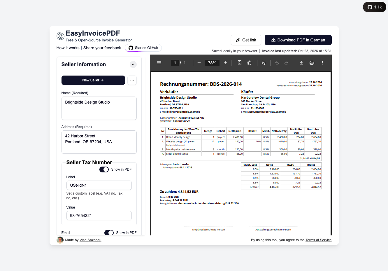 Easy Invoice PDF