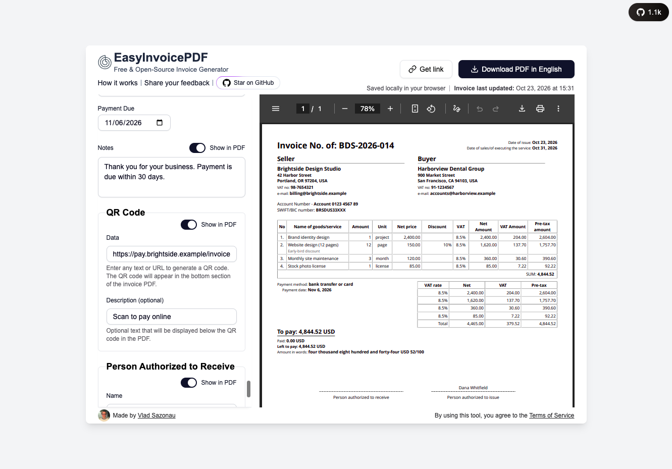 Easy Invoice PDF