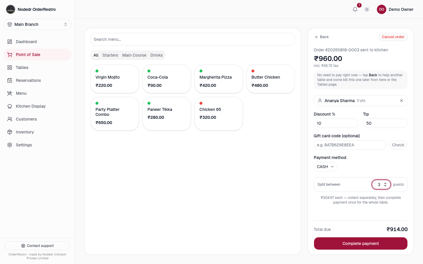 NodeDR Restaurant POS