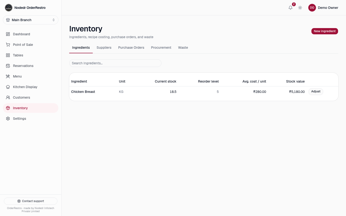 NodeDR Restaurant POS